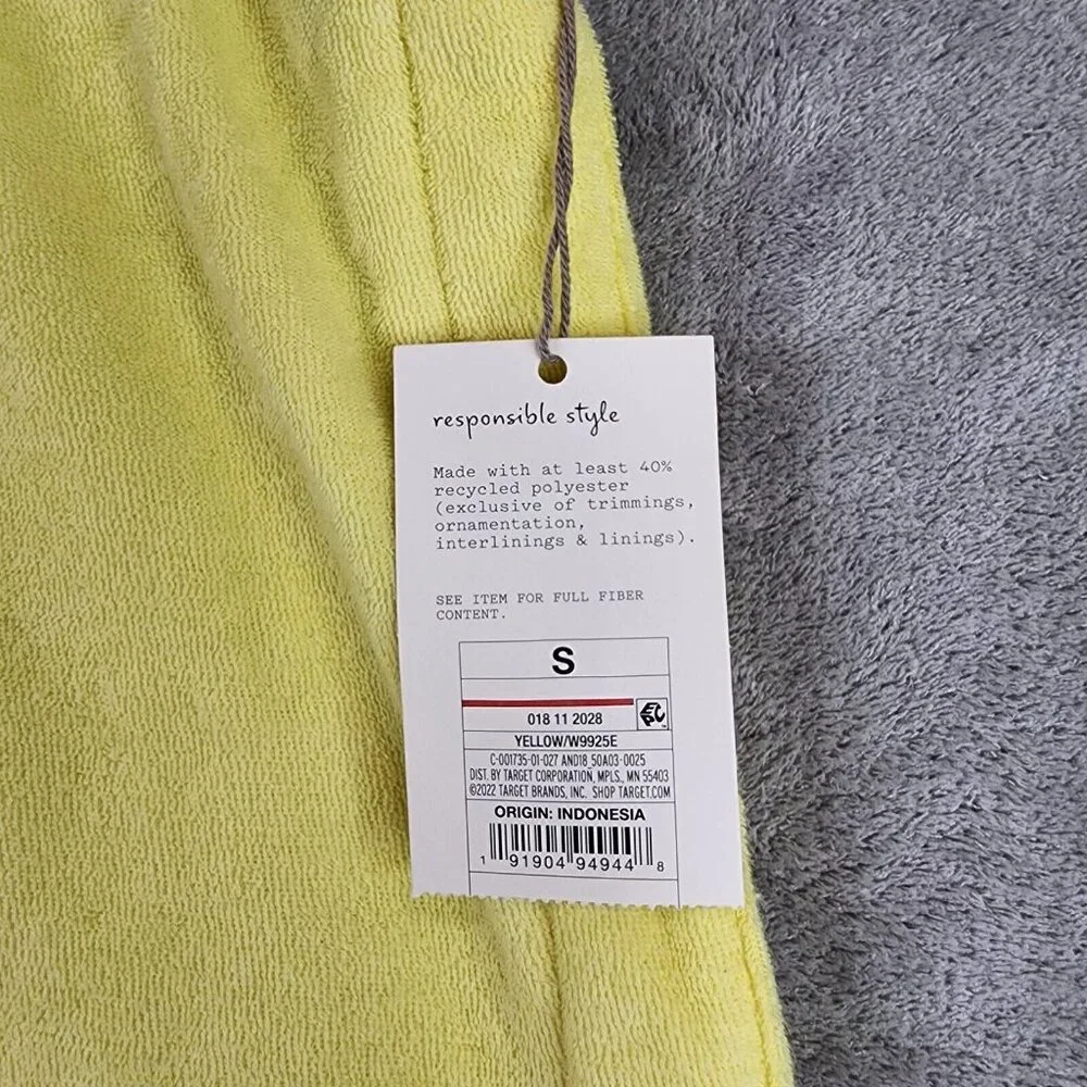 Womens A New Day Yellow French Terry Shorts Pull on Mid Rise 4